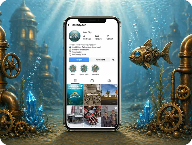 Lost City auf Social Media – Folge uns auf Instagram und Facebook