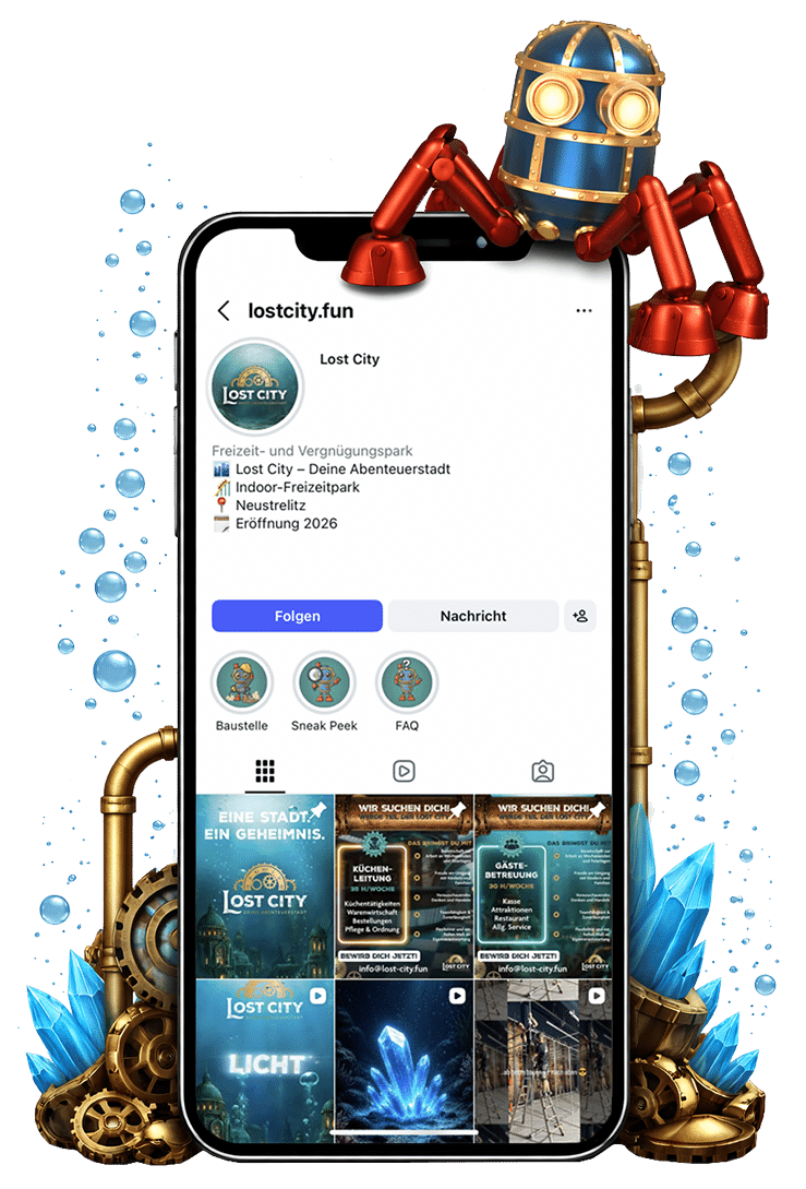 Lost City Neustrelitz Social Media Mockup 2026 – Vorschau Kampagne